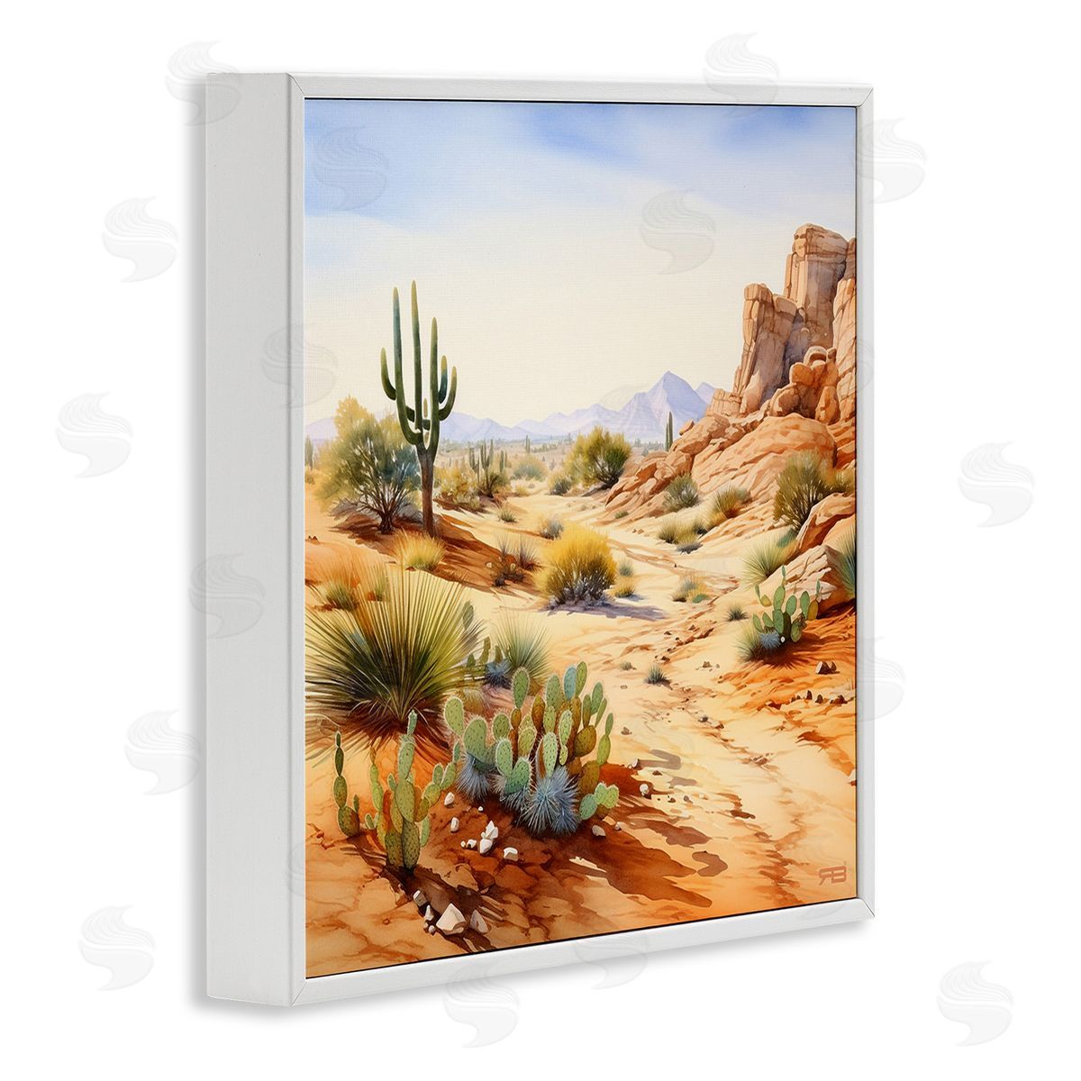 RB Scenic Desert Plateau White Framed Giclee Wall Art Print