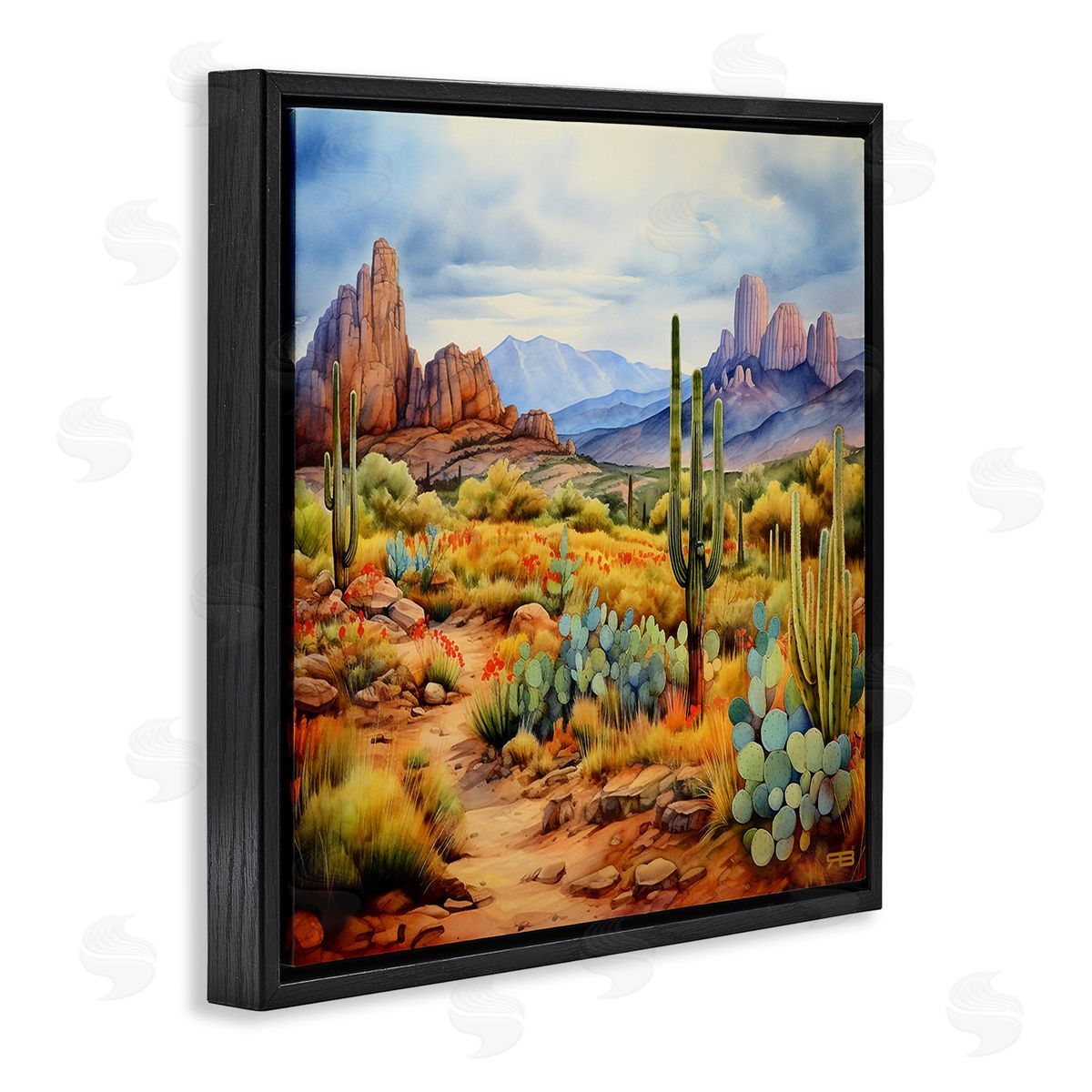 RB Vast Desert Mesa Black Floating Frame Canvas Wall Art Print