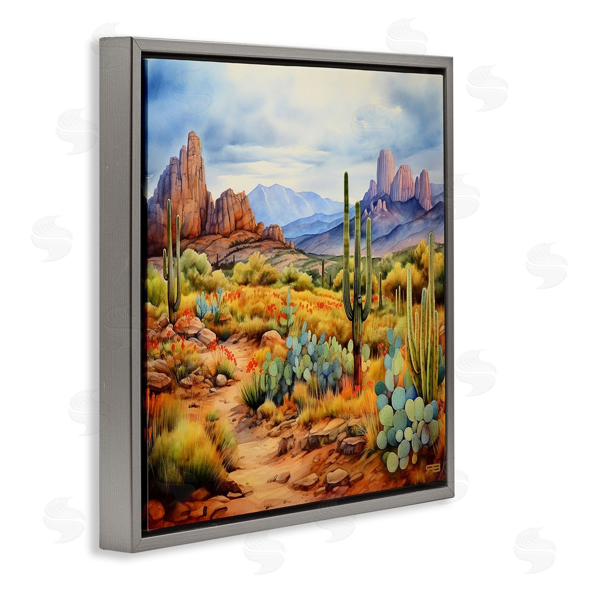 RB Vast Desert Mesa Gray Floating Frame Canvas Wall Art Print