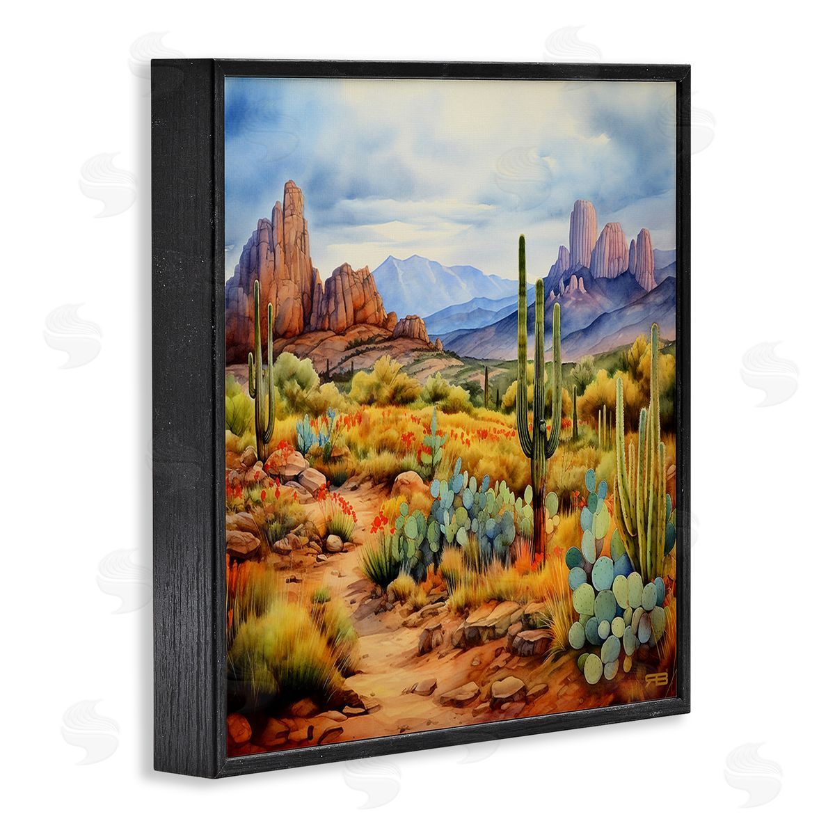 RB Vast Desert Mesa Black Framed Giclee Wall Art Print