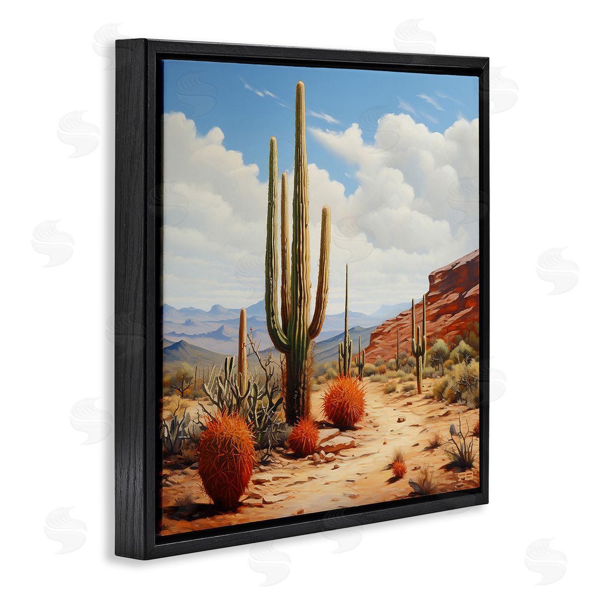 RB Cloudy Desert Path Black Floating Frame Canvas Wall Art Print