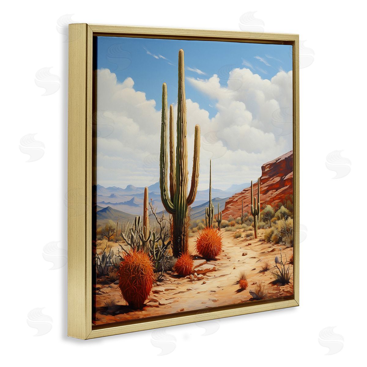 RB Cloudy Desert Path Gold Floating Frame Canvas Wall Art Print