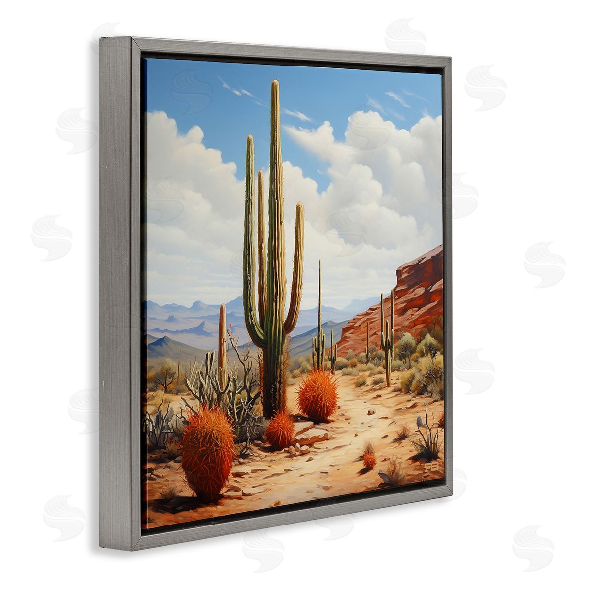 RB Cloudy Desert Path Gray Floating Frame Canvas Wall Art Print