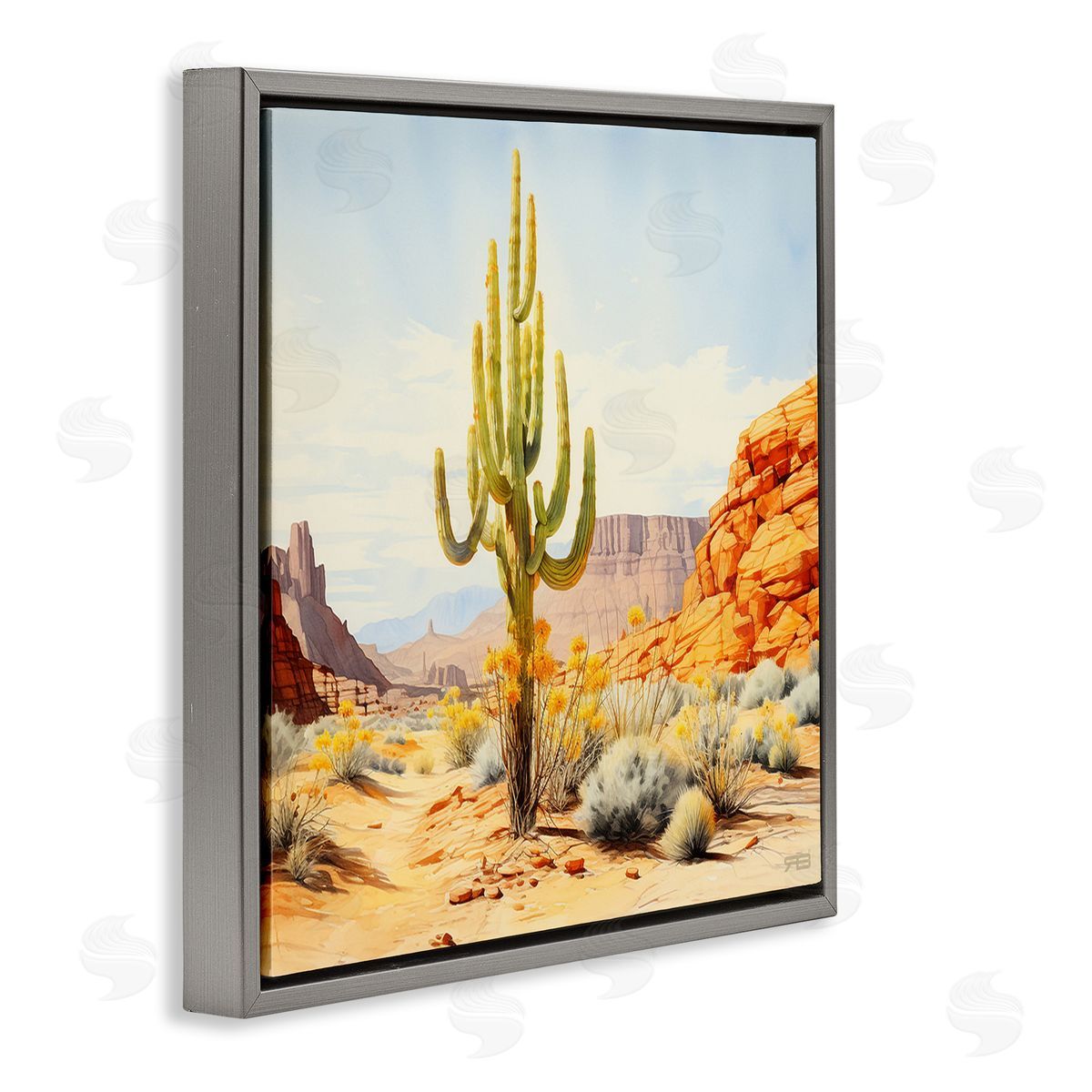 RB Desert Canyon Mesa Gray Floating Frame Canvas Wall Art Print