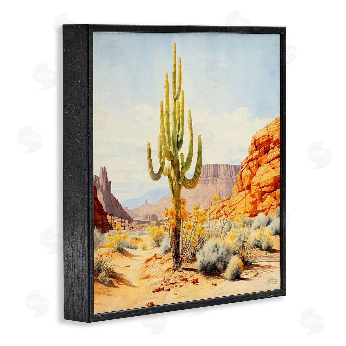 RB Desert Canyon Mesa Black Framed Giclee Wall Art Print