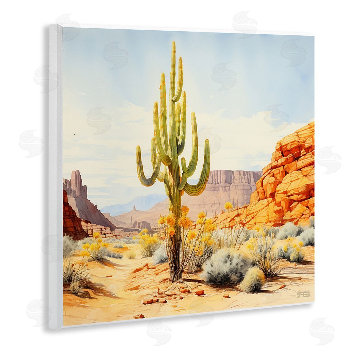 RB Desert Canyon Mesa Wooden Wall Plaque Art Print