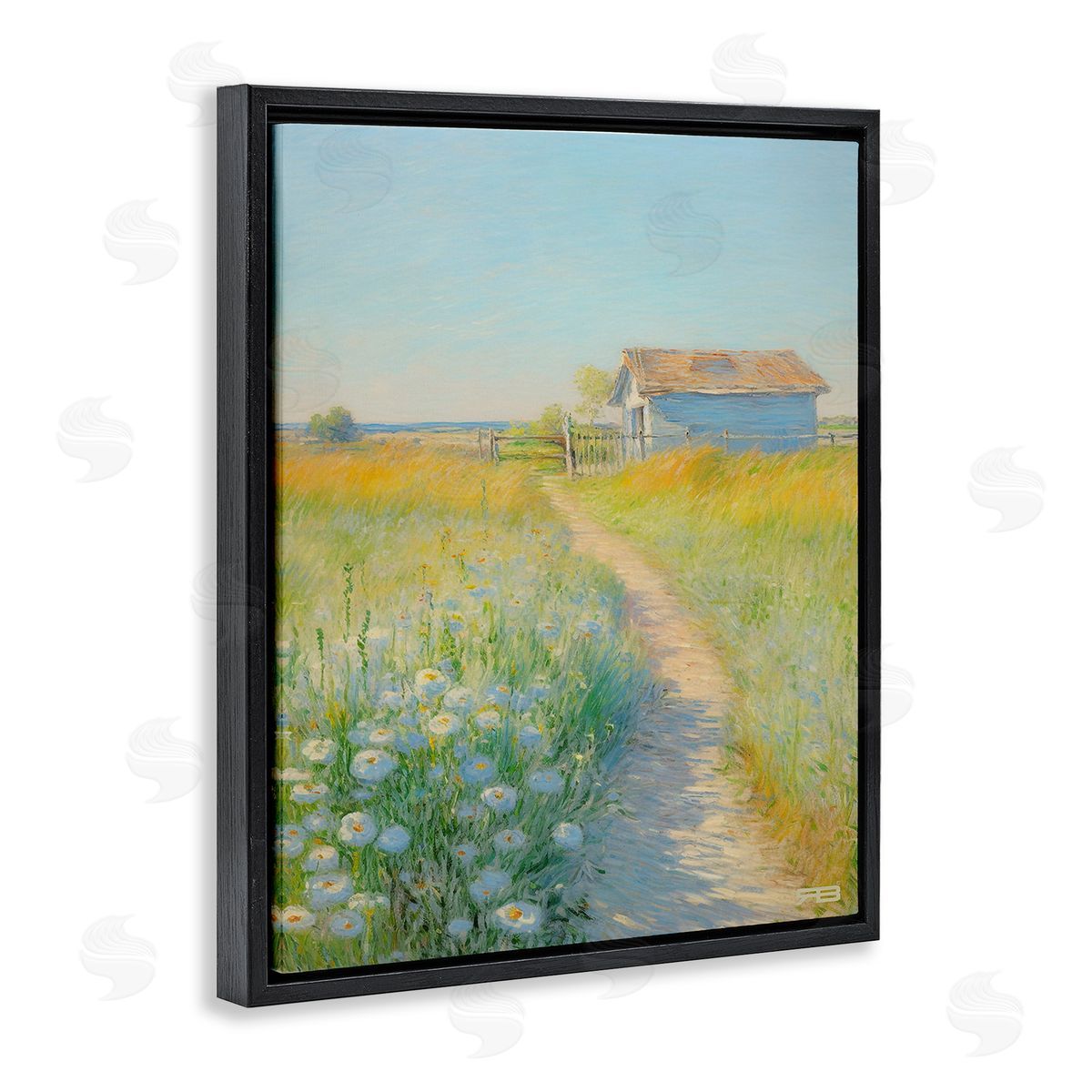 RB Charming Countryside Trail Black Floating Frame Canvas Wall Art Print