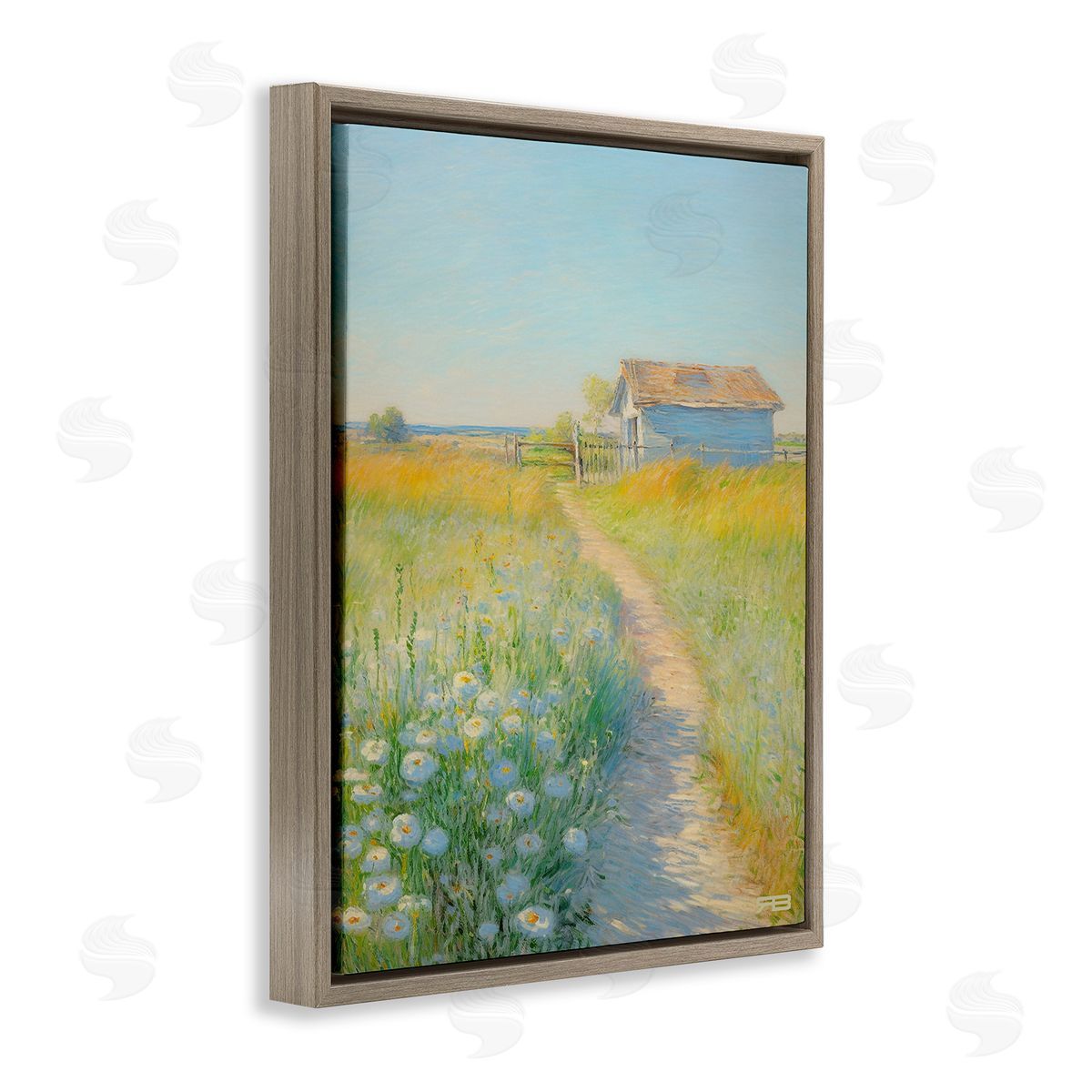 RB Charming Countryside Trail Brown Floating Frame Canvas Wall Art Print