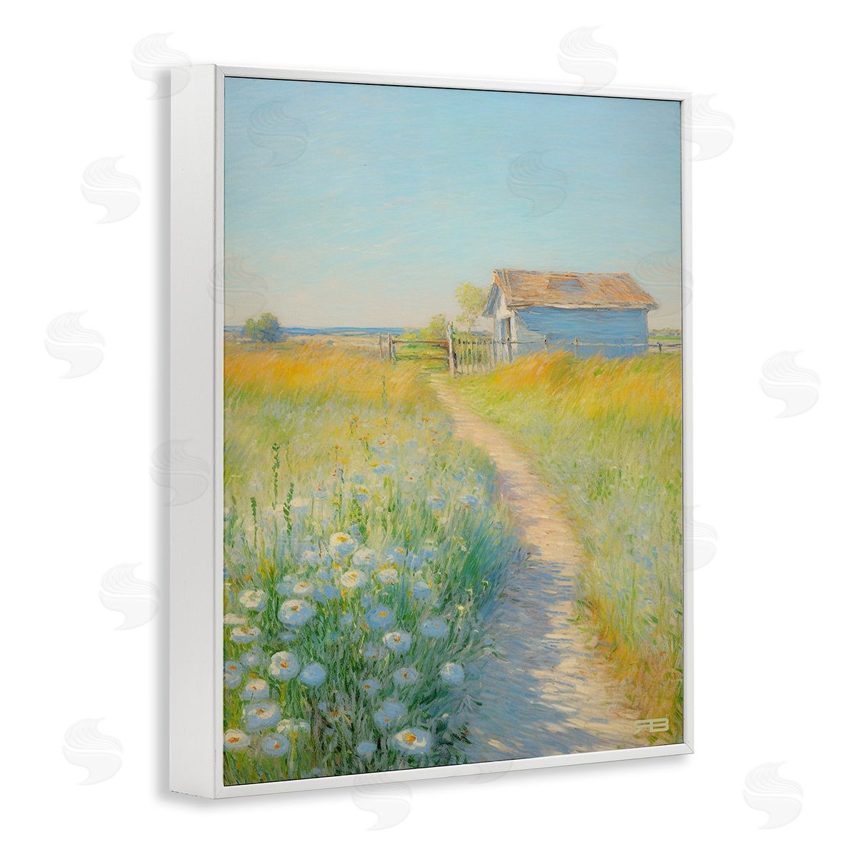 RB Charming Countryside Trail White Framed Giclee Wall Art Print