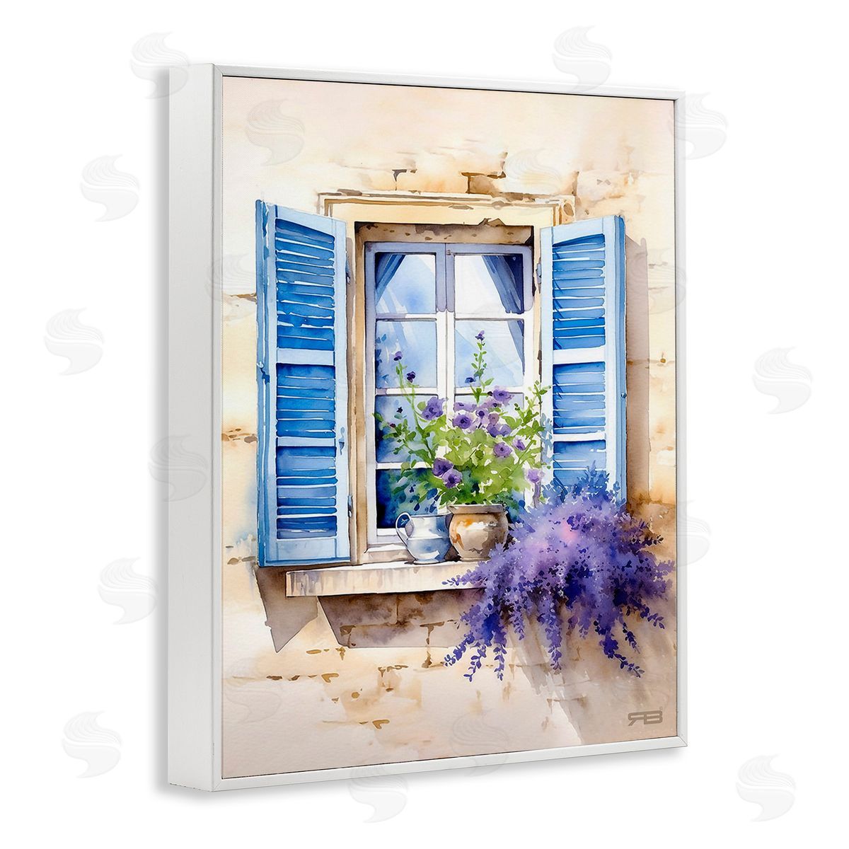 RB Cottage Windowsill Bouquet White Framed Giclee Wall Art Print