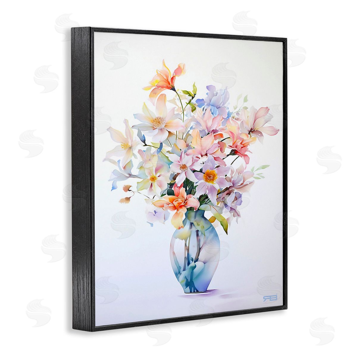 RB Minimal Mixed Bouquet Black Framed Giclee Wall Art Print