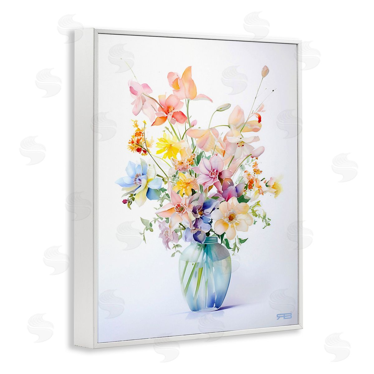 RB Simple Spring Florals White Framed Giclee Wall Art Print