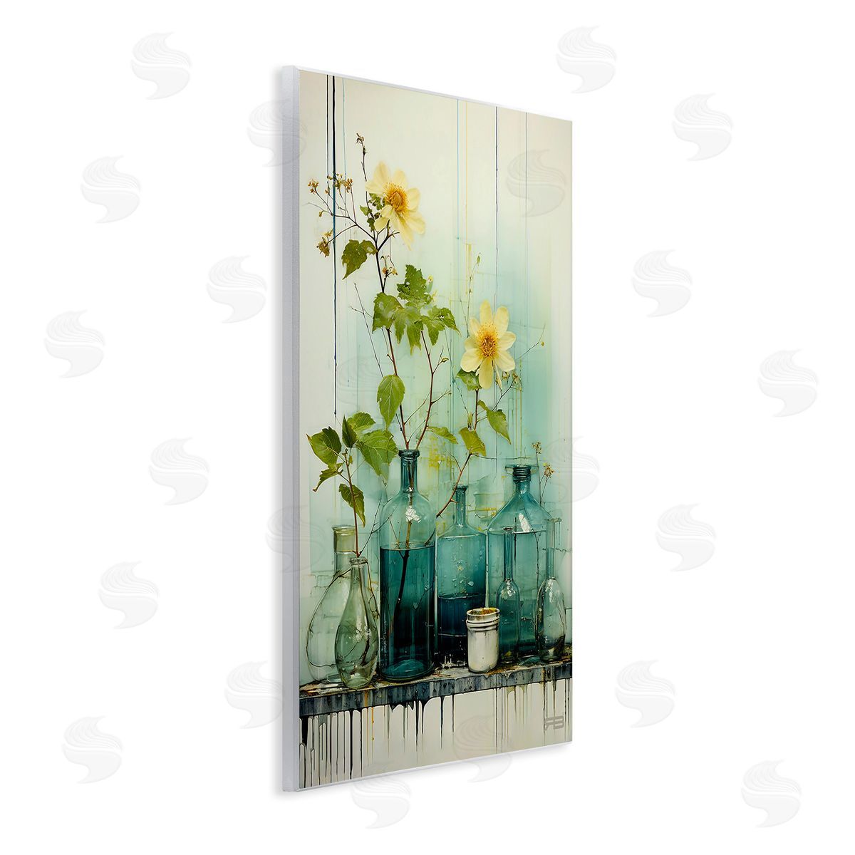 RB Modern Jars & Florals Wooden Wall Plaque Art Print