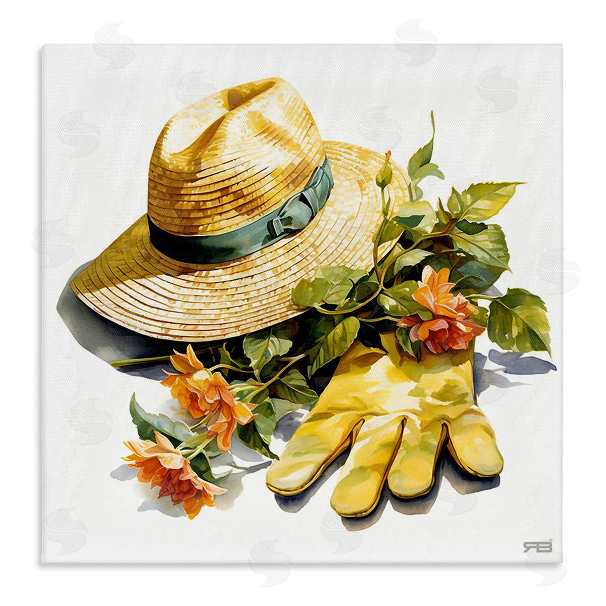 RB Floral Gardening Gear Canvas Wall Art Print