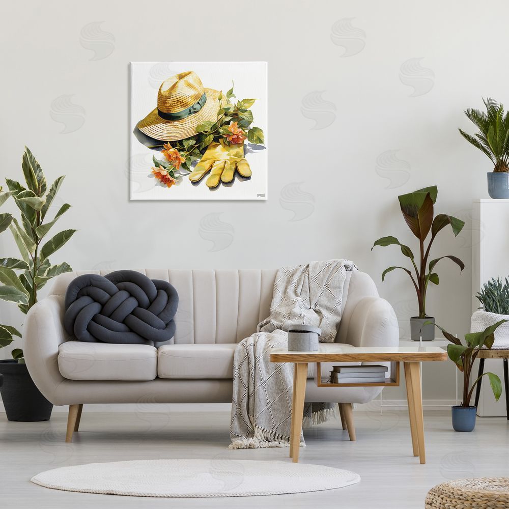 RB Floral Gardening Gear Canvas Wall Art Print in Room