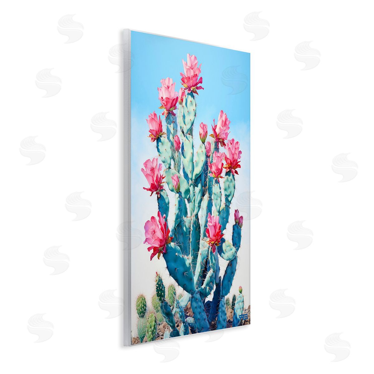 RB Southwestern Cactus Flowers Wooden Wall Plaque Art Print