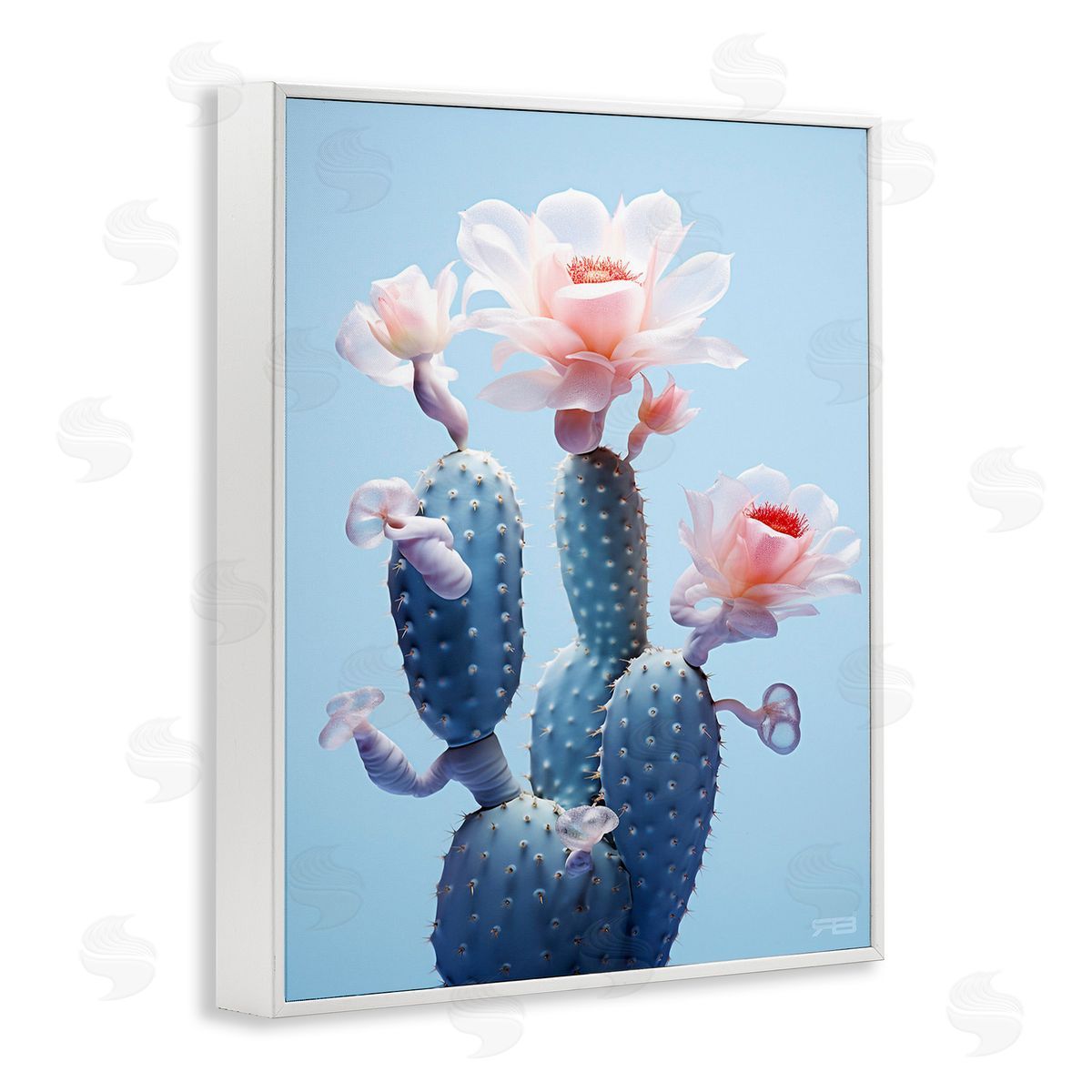 RB Southwestern Pink Blooms White Framed Giclee Wall Art Print