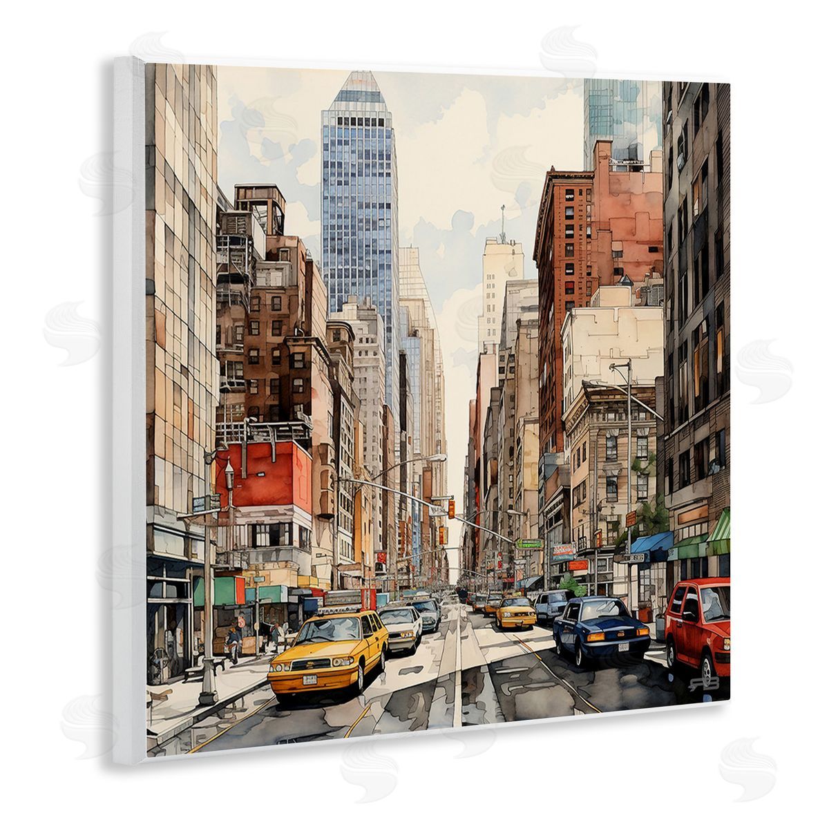 RB Bustling Urban Street Wooden Wall Plaque Art Print