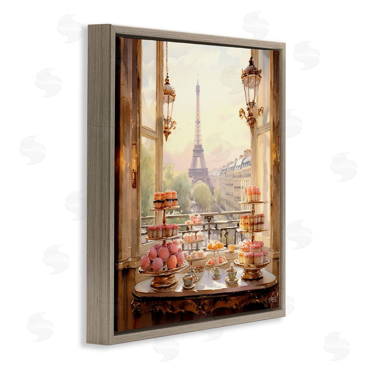 RB Elegant Parisian Sweets View Brown Floating Frame Canvas Wall Art Print