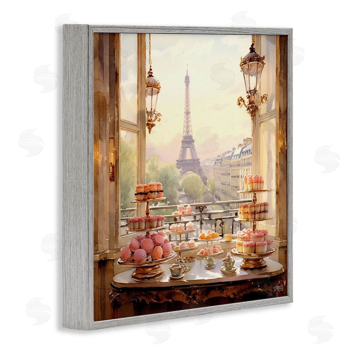 RB Elegant Parisian Sweets View Gray Framed Giclee Wall Art Print