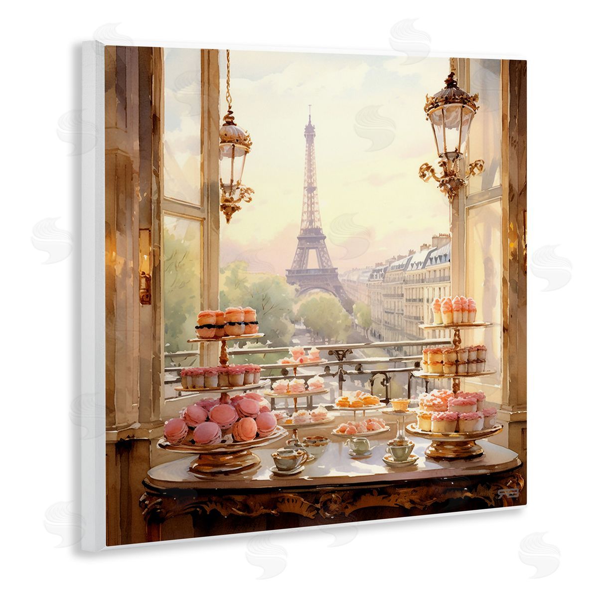RB Elegant Parisian Sweets View Wooden Wall Plaque Art Print