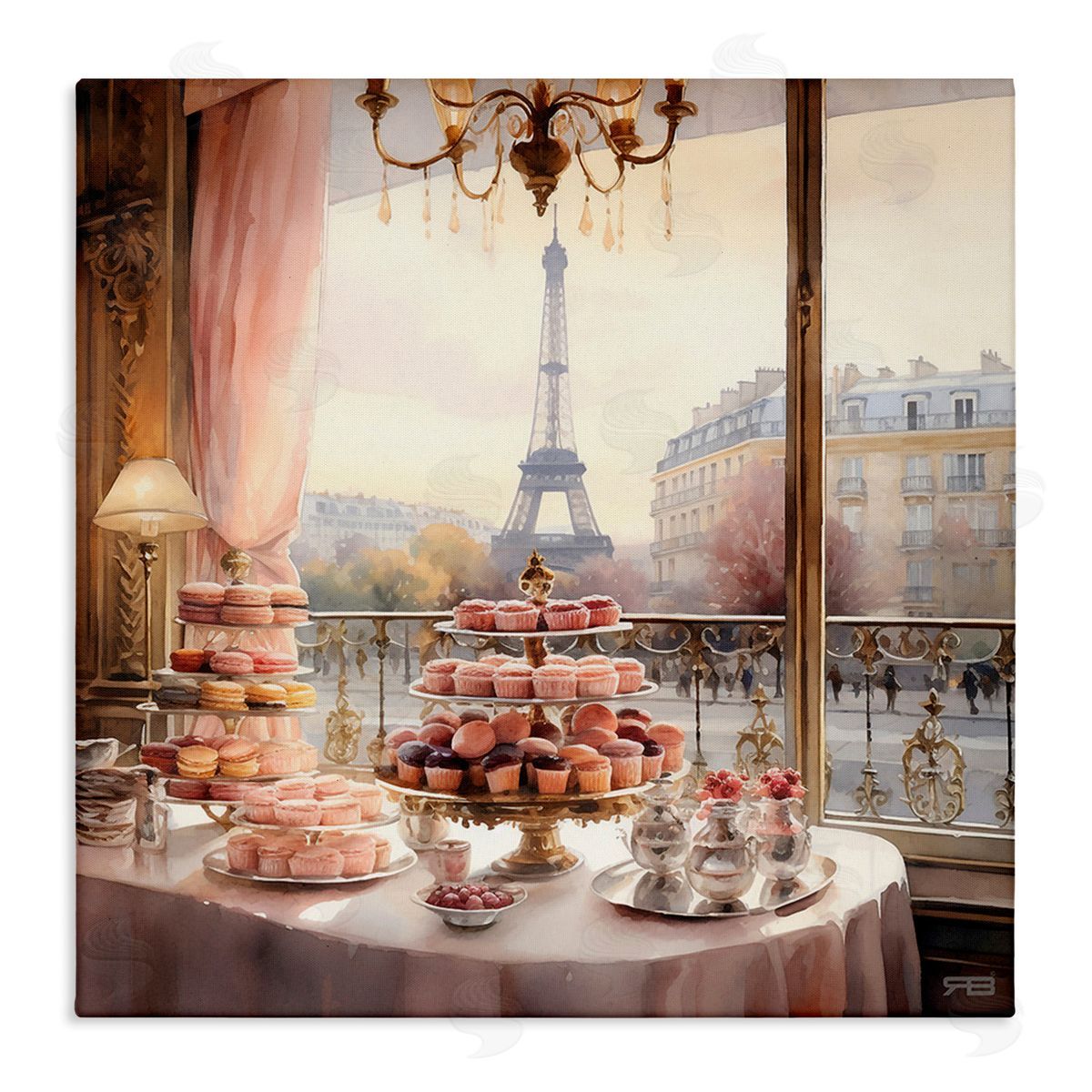 RB Parisian Desserts City View Canvas Wall Art Print