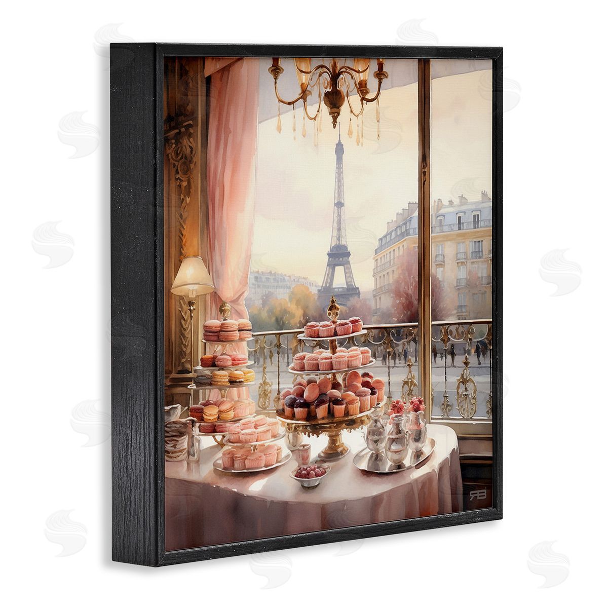 RB Parisian Desserts City View Black Framed Giclee Wall Art Print