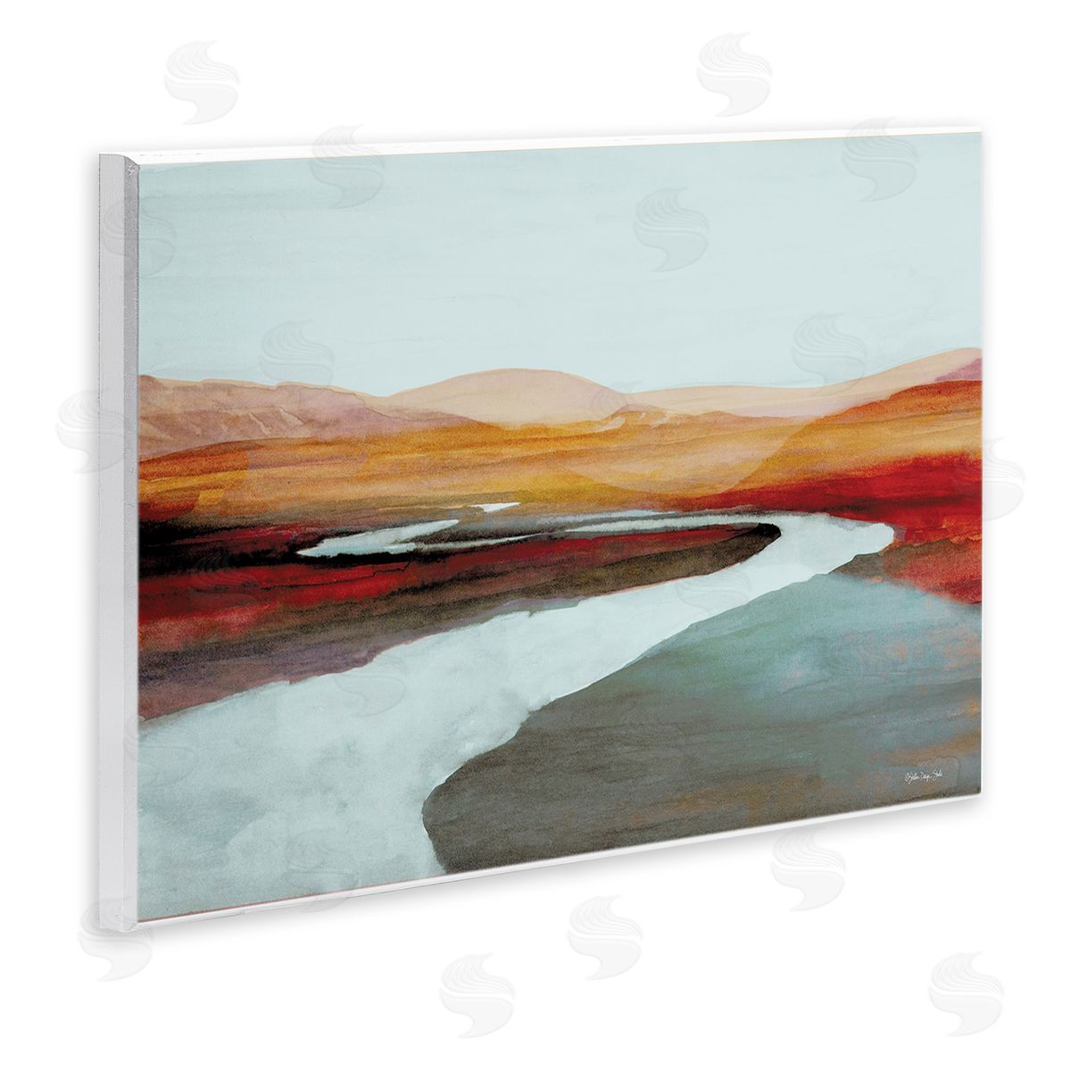 Stellar Design Studio Flowing River Landscape Wooden Wall Plaque Art Print