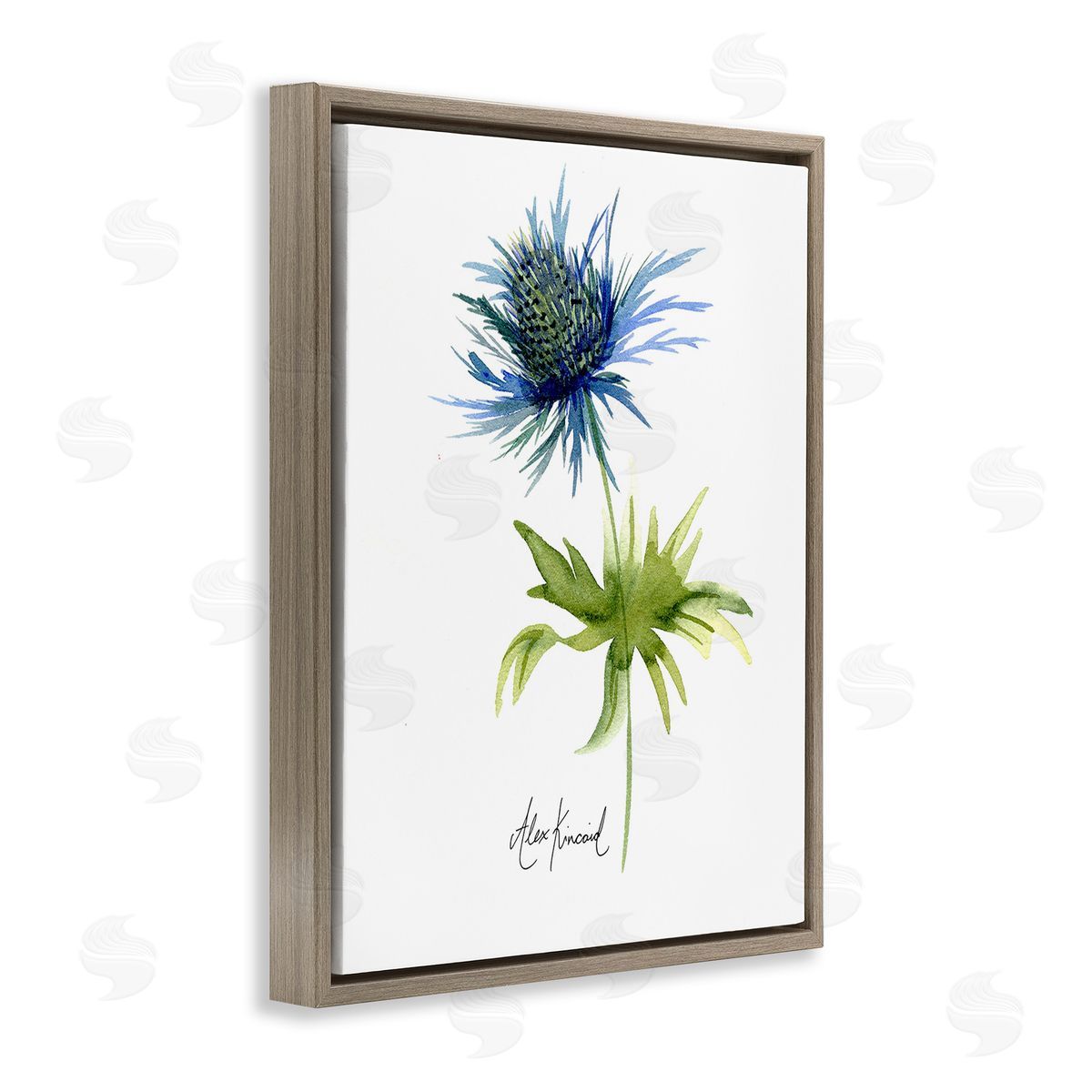 Alexandria Gilbert Kincaid Minimal Thistle Flower Brown Floating Frame Canvas Wall Art Print