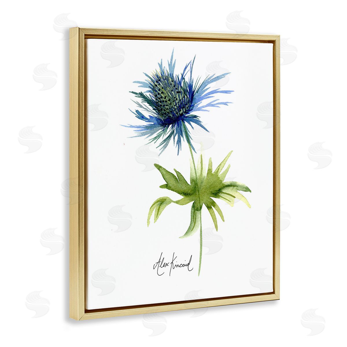 Alexandria Gilbert Kincaid Minimal Thistle Flower Gold Floating Frame Canvas Wall Art Print