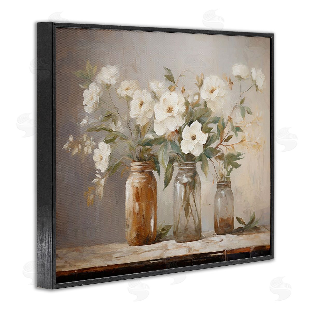 Ramona Murdock Vintage Farmhouse Blooms Black Framed Giclee Wall Art Print