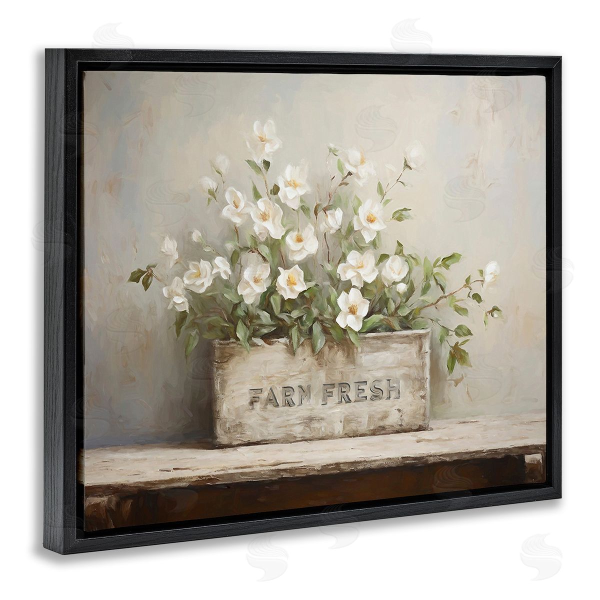 Ramona Murdock Farm Fresh Flower Planter Black Floating Frame Canvas Wall Art Print