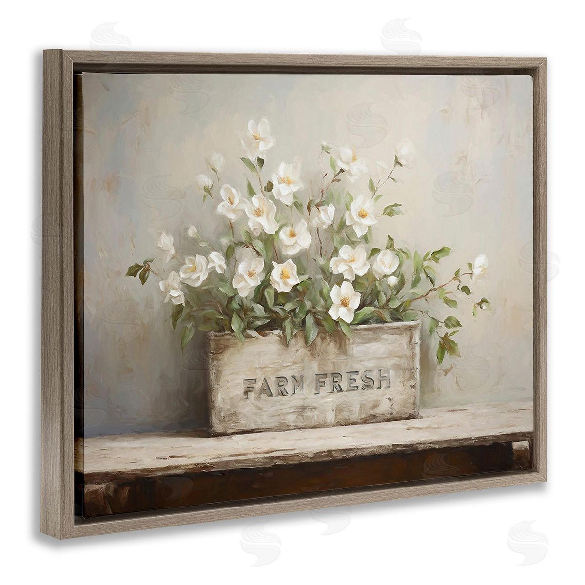 Ramona Murdock Farm Fresh Flower Planter Brown Floating Frame Canvas Wall Art Print