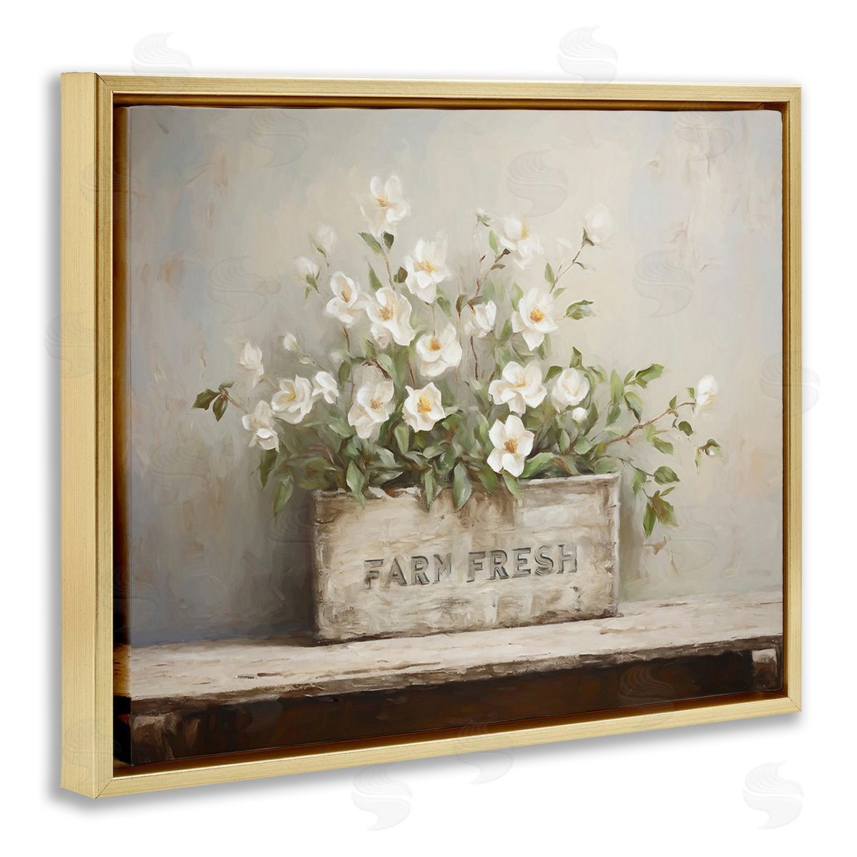 Ramona Murdock Farm Fresh Flower Planter Gold Floating Frame Canvas Wall Art Print