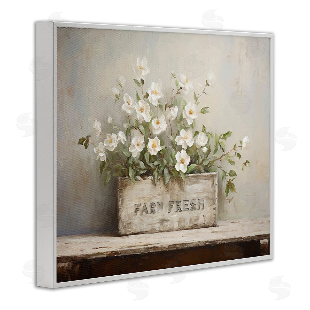 Ramona Murdock Farm Fresh Flower Planter White Framed Giclee Wall Art Print