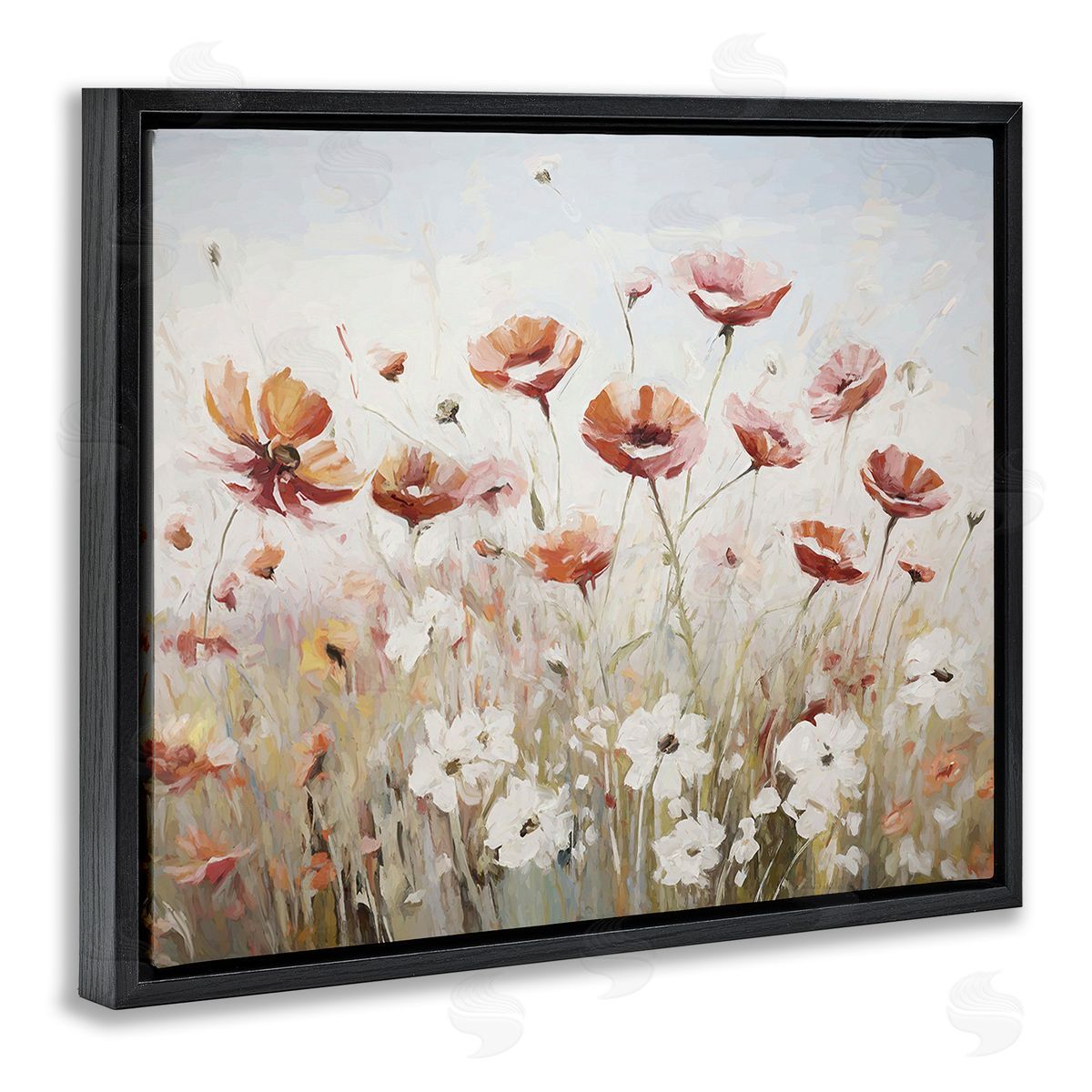 Ramona Murdock Dynamic Poppy Meadow Black Floating Frame Canvas Wall Art Print