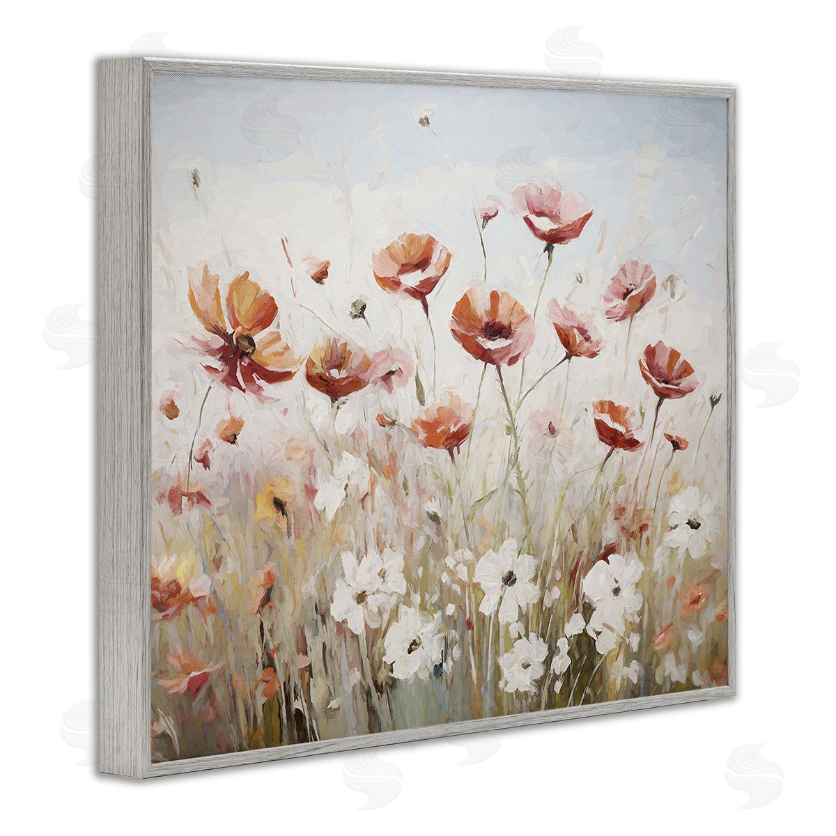 Ramona Murdock Dynamic Poppy Meadow Gray Framed Giclee Wall Art Print