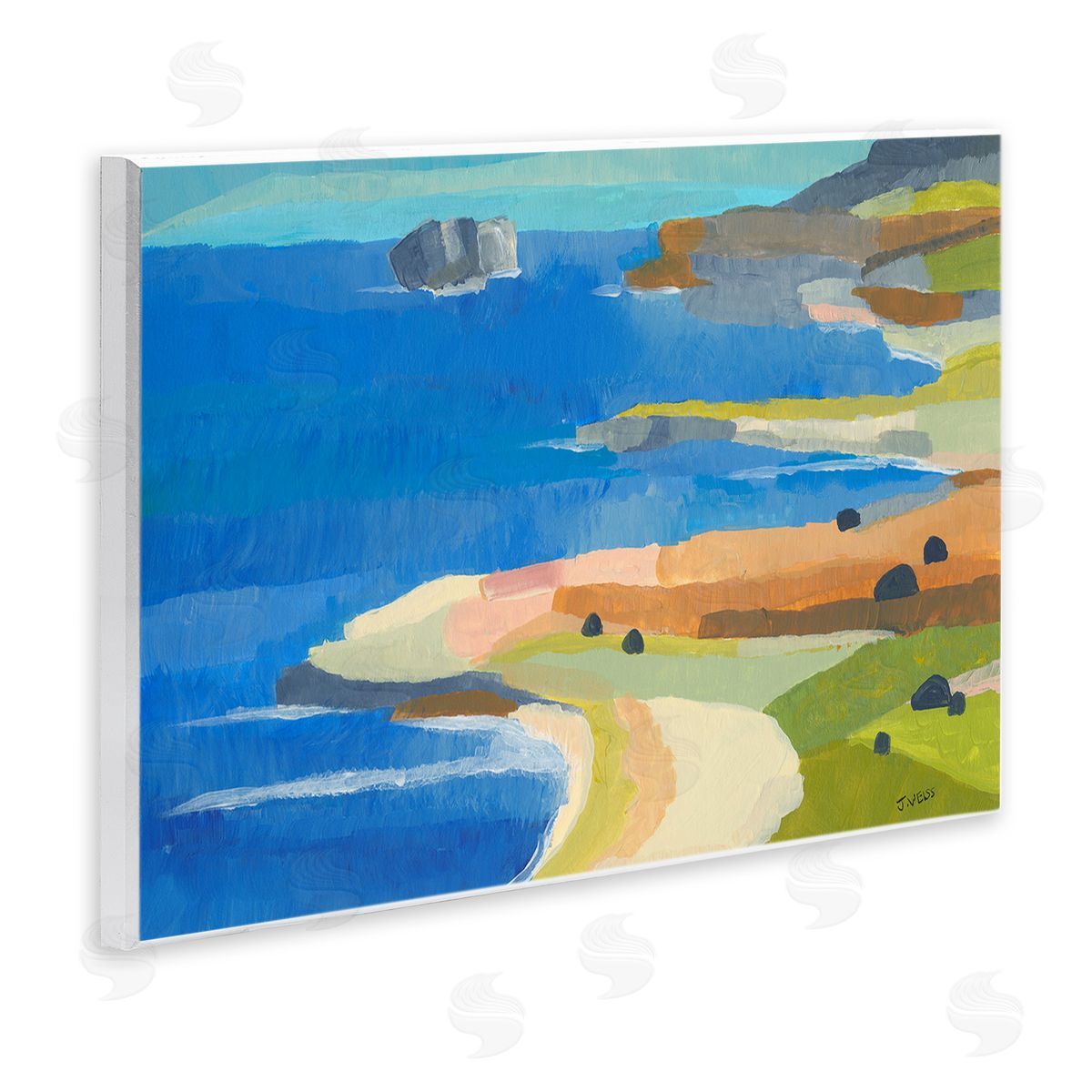 Jan Weiss Modern Coastal Inlets Wooden Wall Plaque Art Print