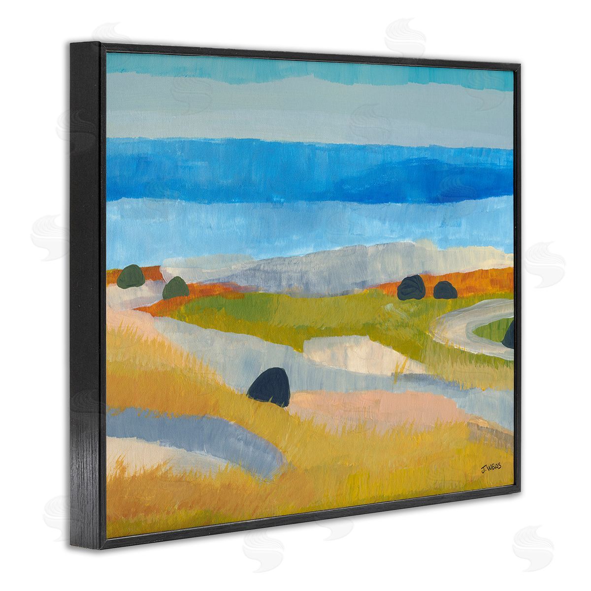 Jan Weiss Abstract Grassland & Beach Black Framed Giclee Wall Art Print