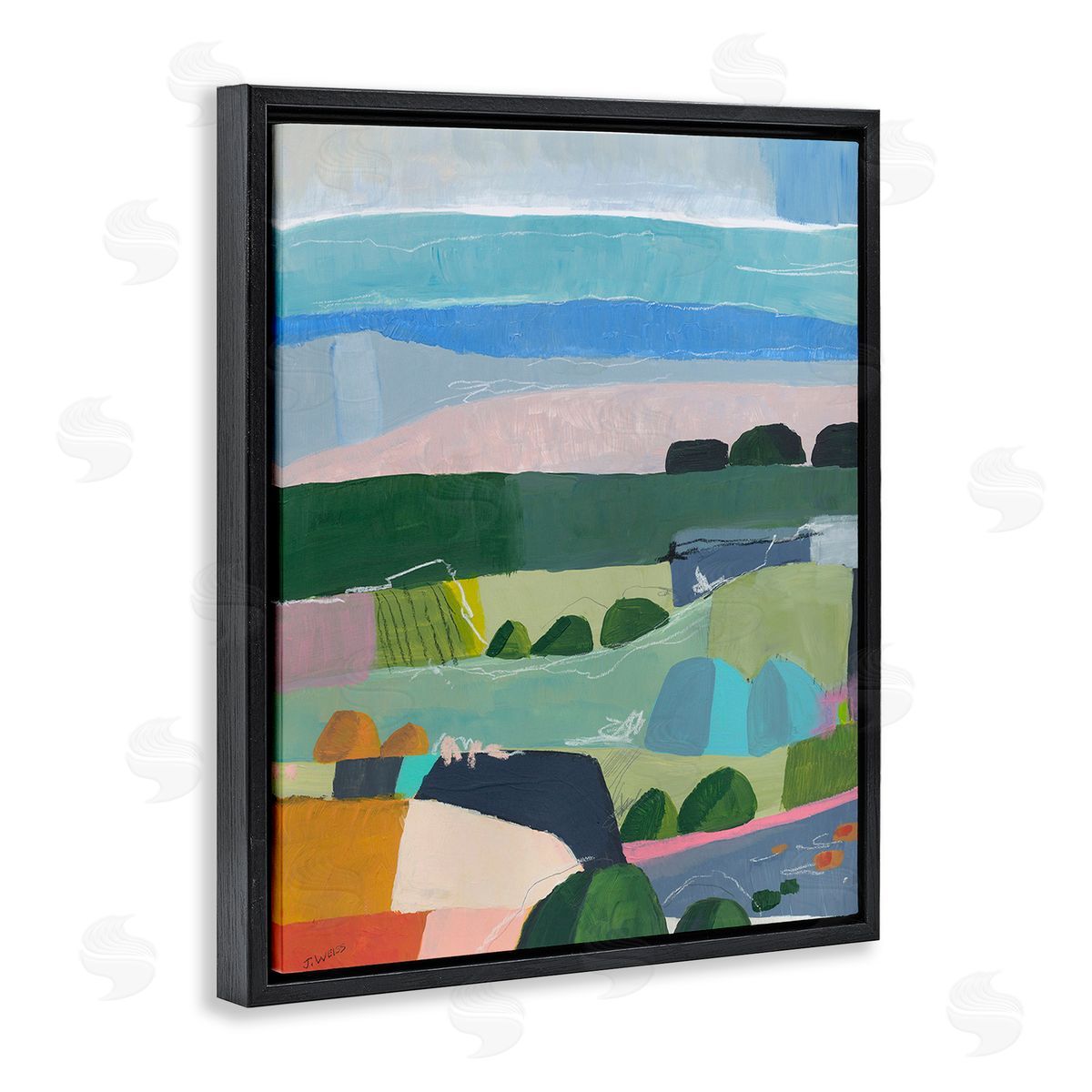 Jan Weiss Soft Abstract Landscape Black Floating Frame Canvas Wall Art Print