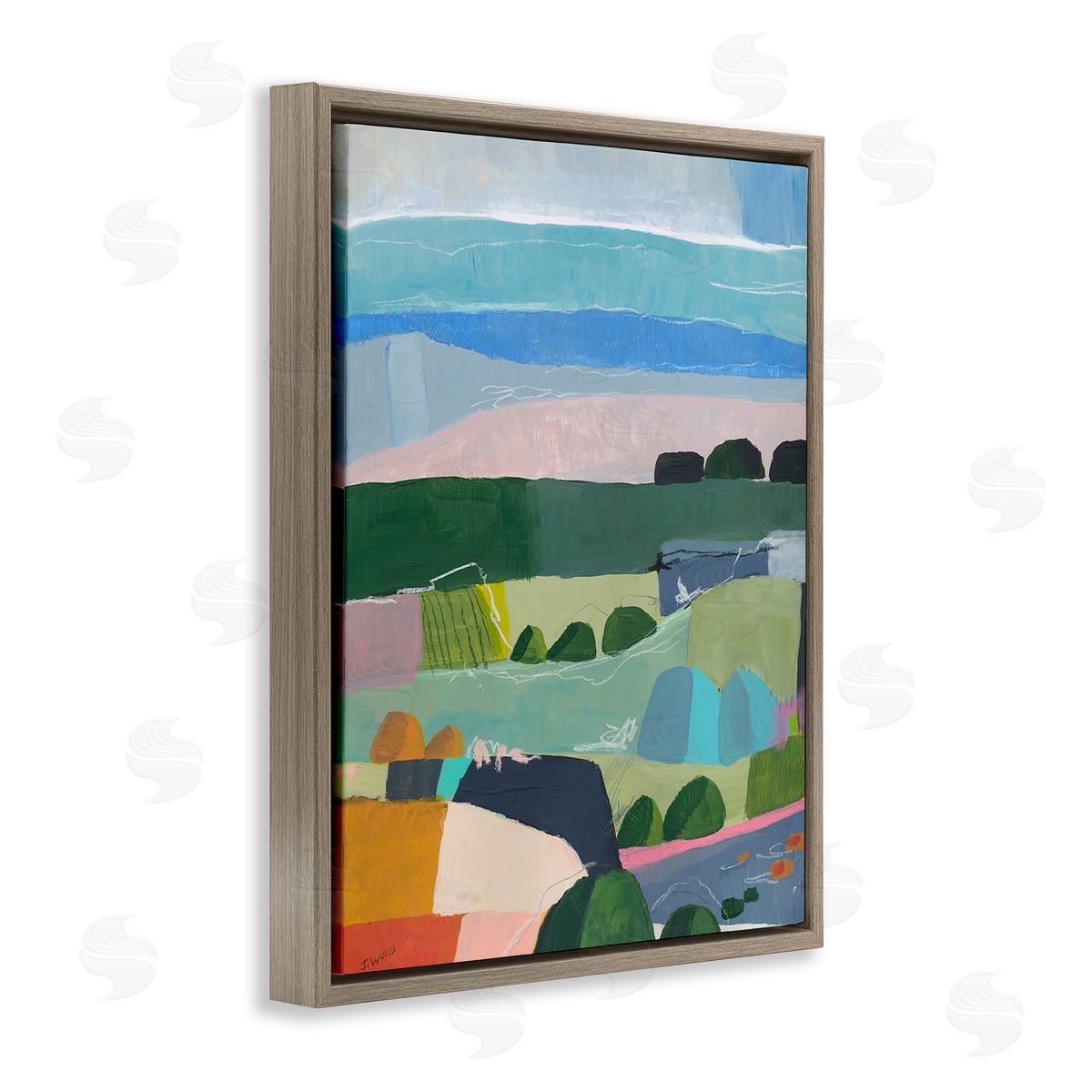 Jan Weiss Soft Abstract Landscape Brown Floating Frame Canvas Wall Art Print