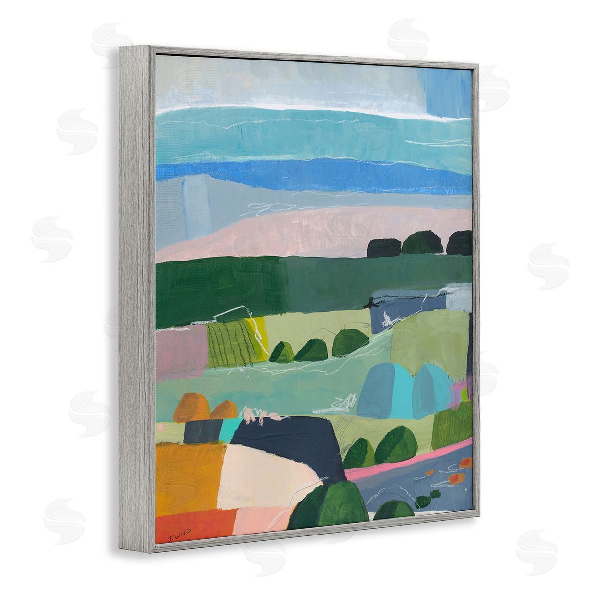 Jan Weiss Soft Abstract Landscape Gray Framed Giclee Wall Art Print