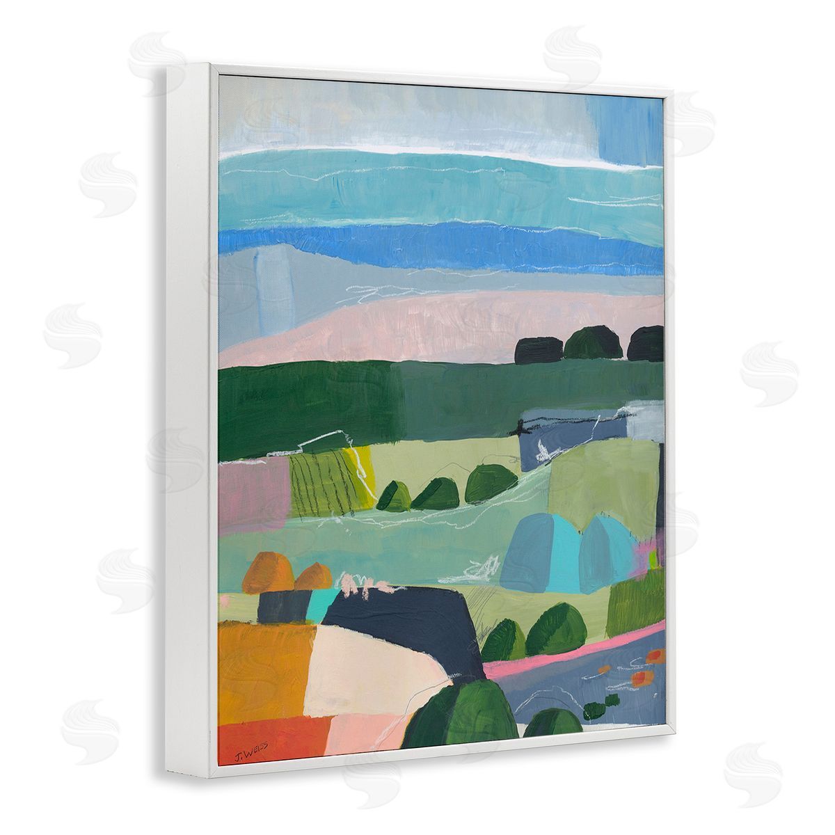 Jan Weiss Soft Abstract Landscape White Framed Giclee Wall Art Print