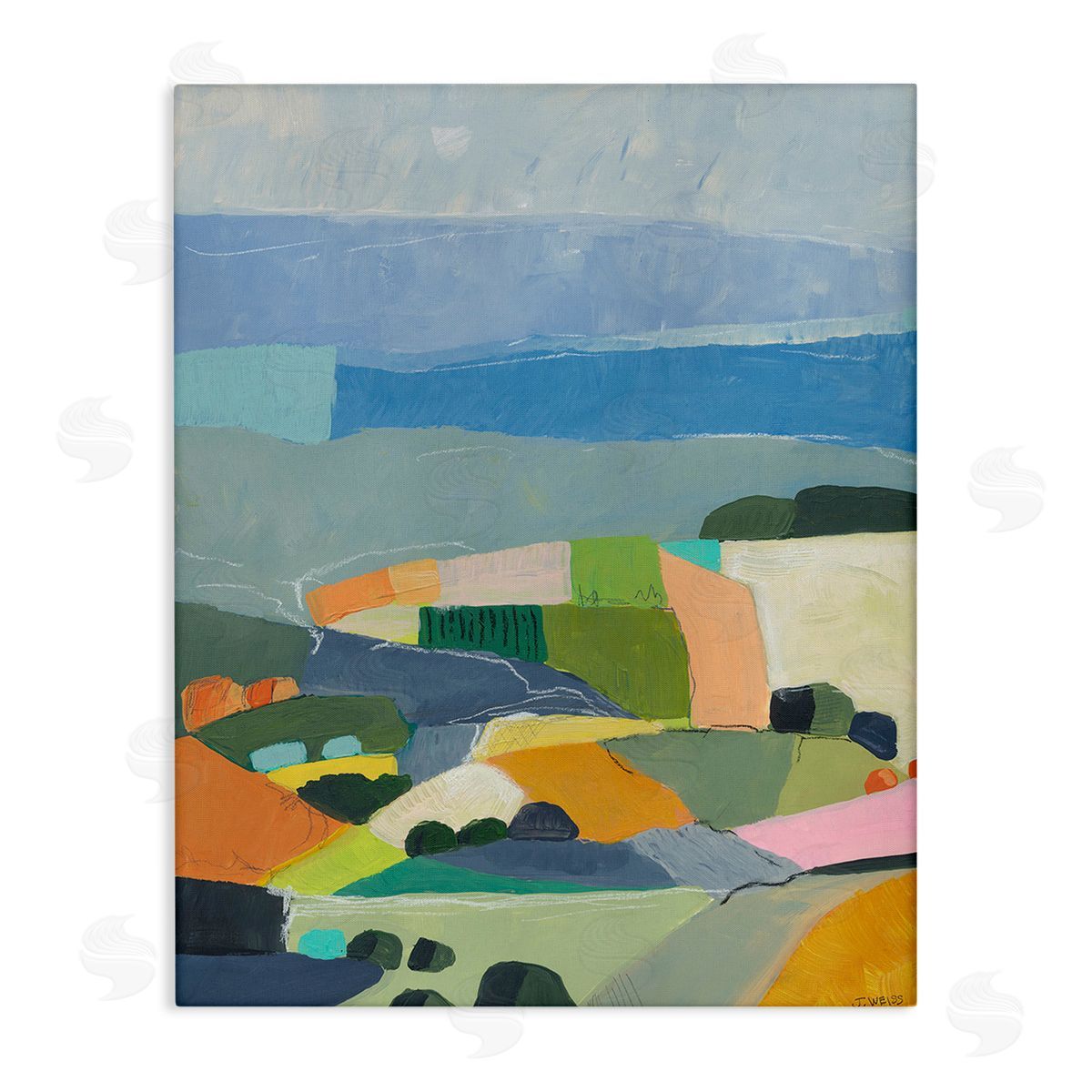 Jan Weiss Farmland Shapes Abstraction Canvas Wall Art Print