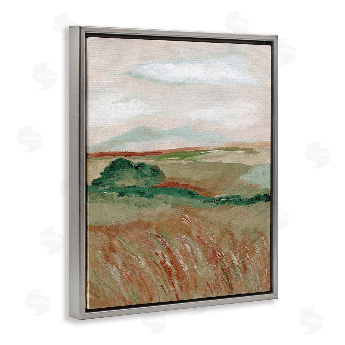 Nikita Jariwala Windy Plains Abstraction Gray Floating Frame Canvas Wall Art Print