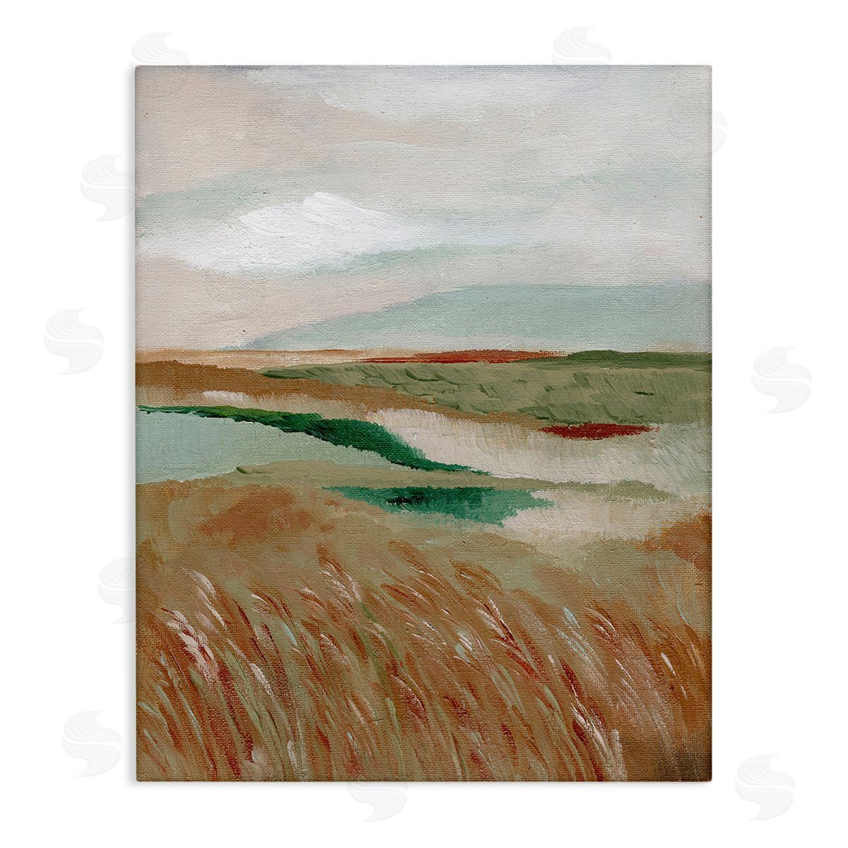 Nikita Jariwala Abstract Pasture with River Canvas Wall Art Print