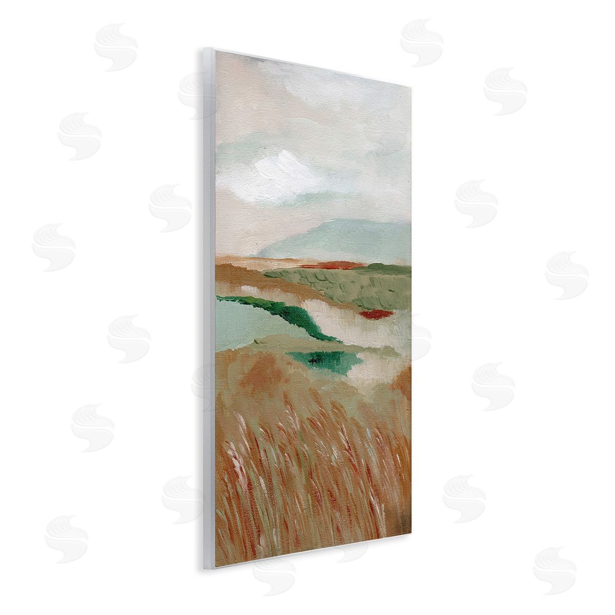 Nikita Jariwala Abstract Pasture with River Wooden Wall Plaque Art Print