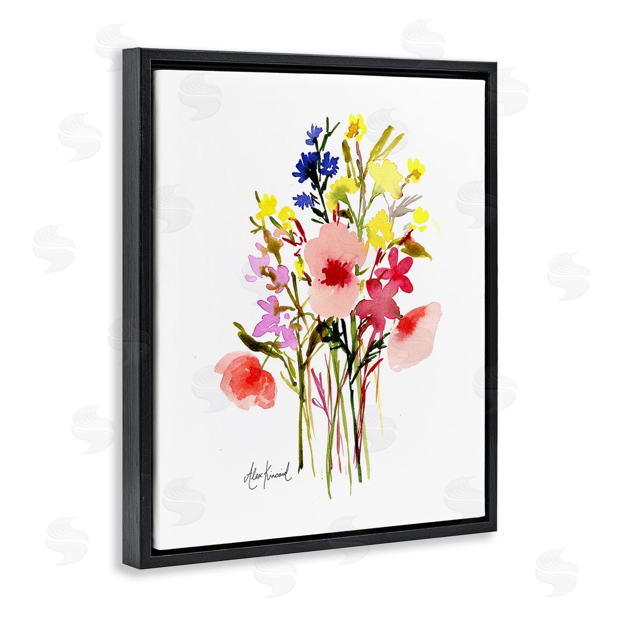 Alexandria Gilbert Kincaid Bold Cottage Bunches Black Floating Frame Canvas Wall Art Print