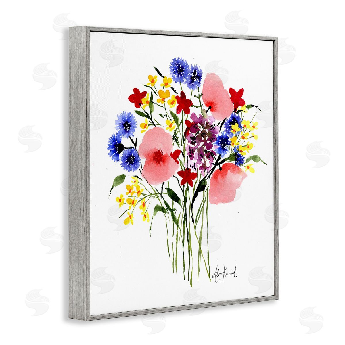 Alexandria Gilbert Kincaid Varied Flower Clusters Gray Framed Giclee Wall Art Print
