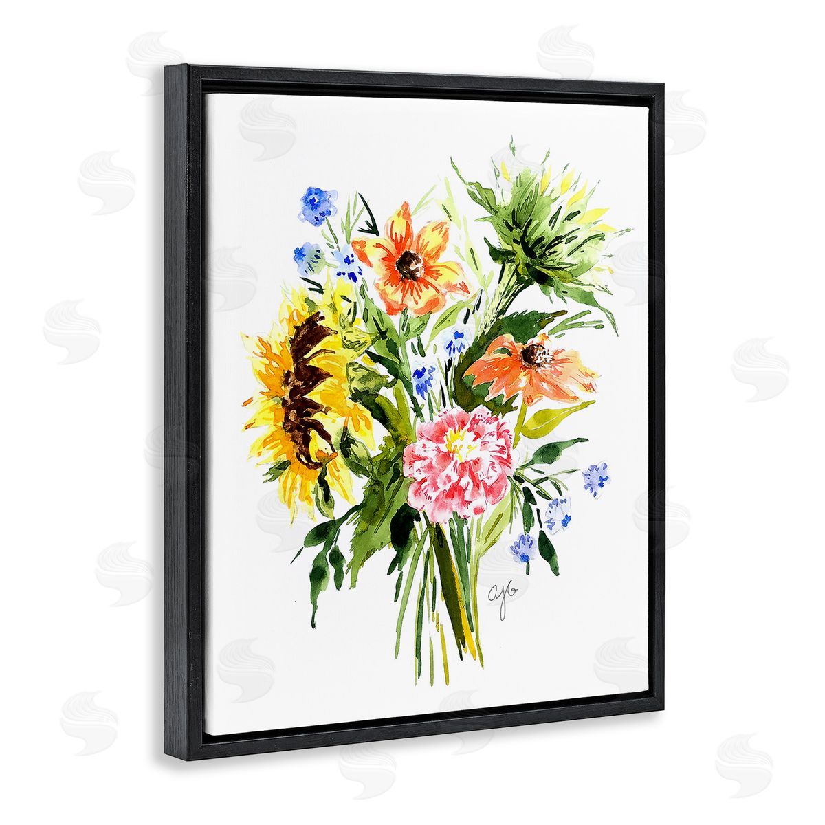 Alexandria Gilbert Kincaid Country Bunches Bouquet Black Floating Frame Canvas Wall Art Print